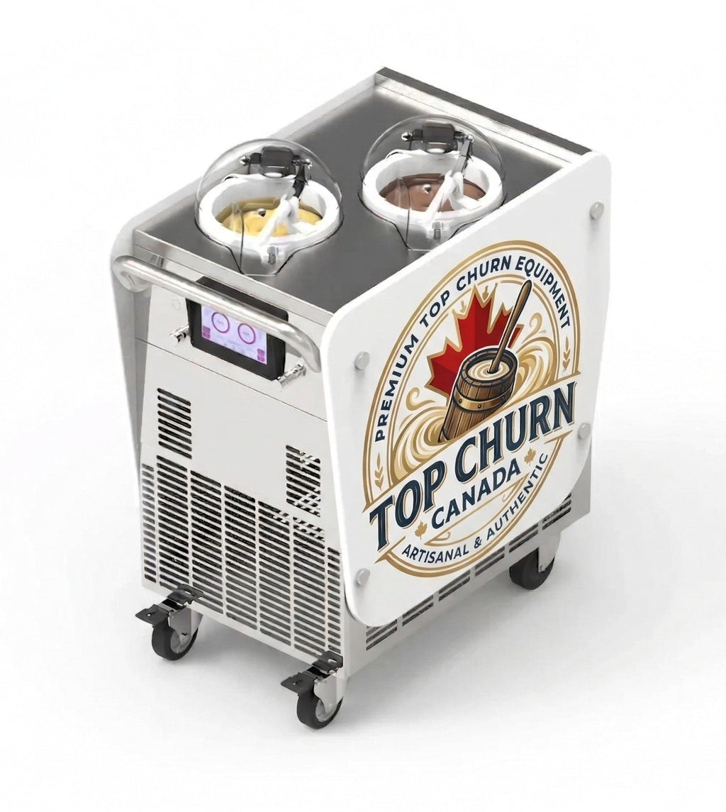 Commercial Gelato Ice Cream Maker, Battery Powered, DC Cart - Mobile Cart Model - Make & Display Gelato, Ice Cream, & Sorbets - Top Churn Canada