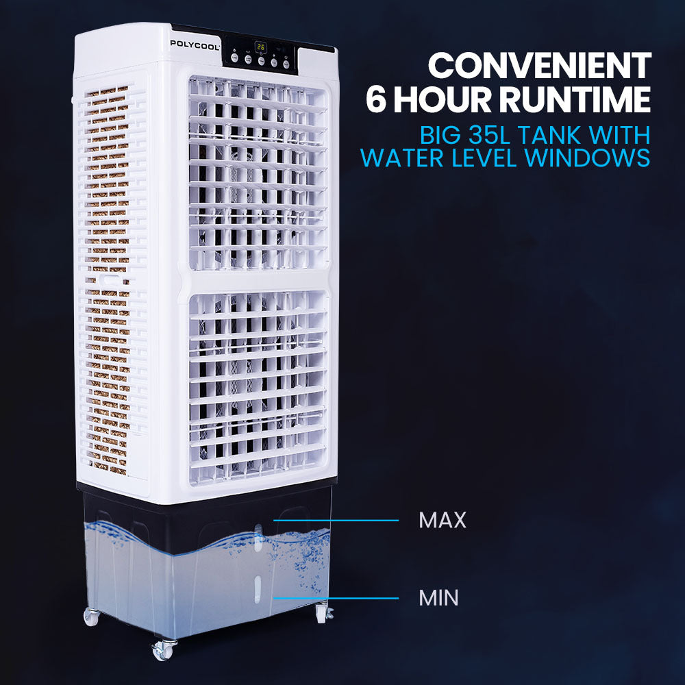 NNEMB 35L 220W Evaporative Air Cooler Portable Industrial Fan-Purifier-Humidifier-Remote Control
