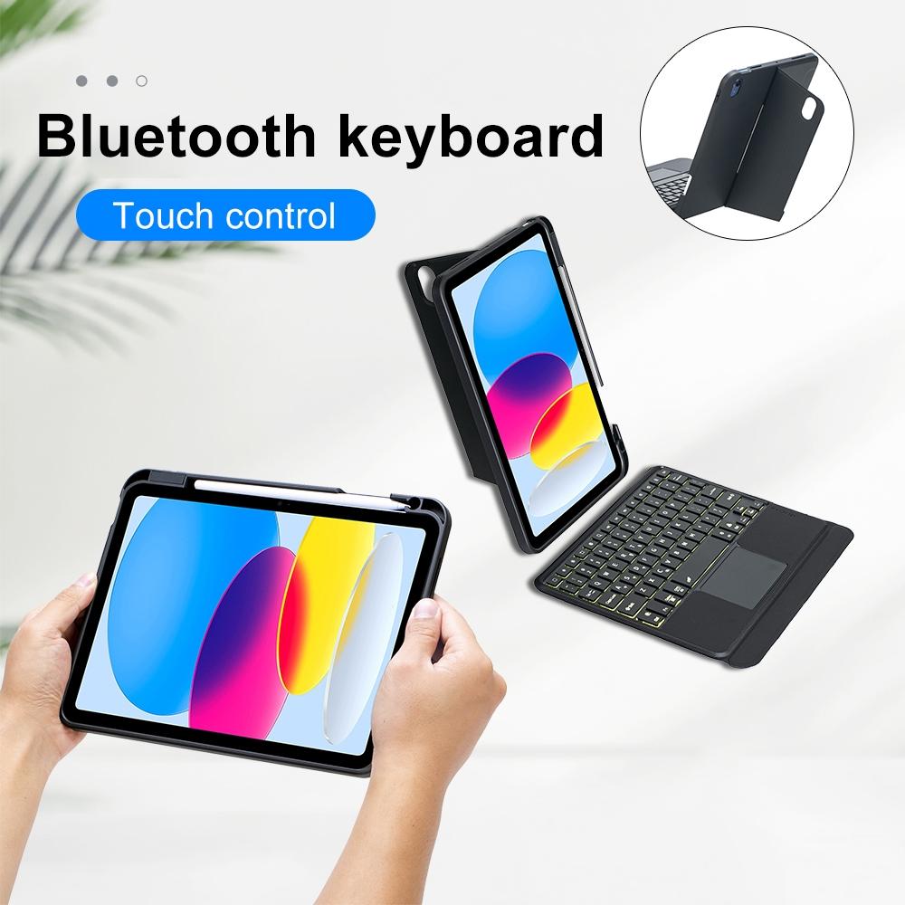 NNEIDS 2022 Ipad 10.9 Touch Keyboard Case - Split Type Bluetooth Leather
