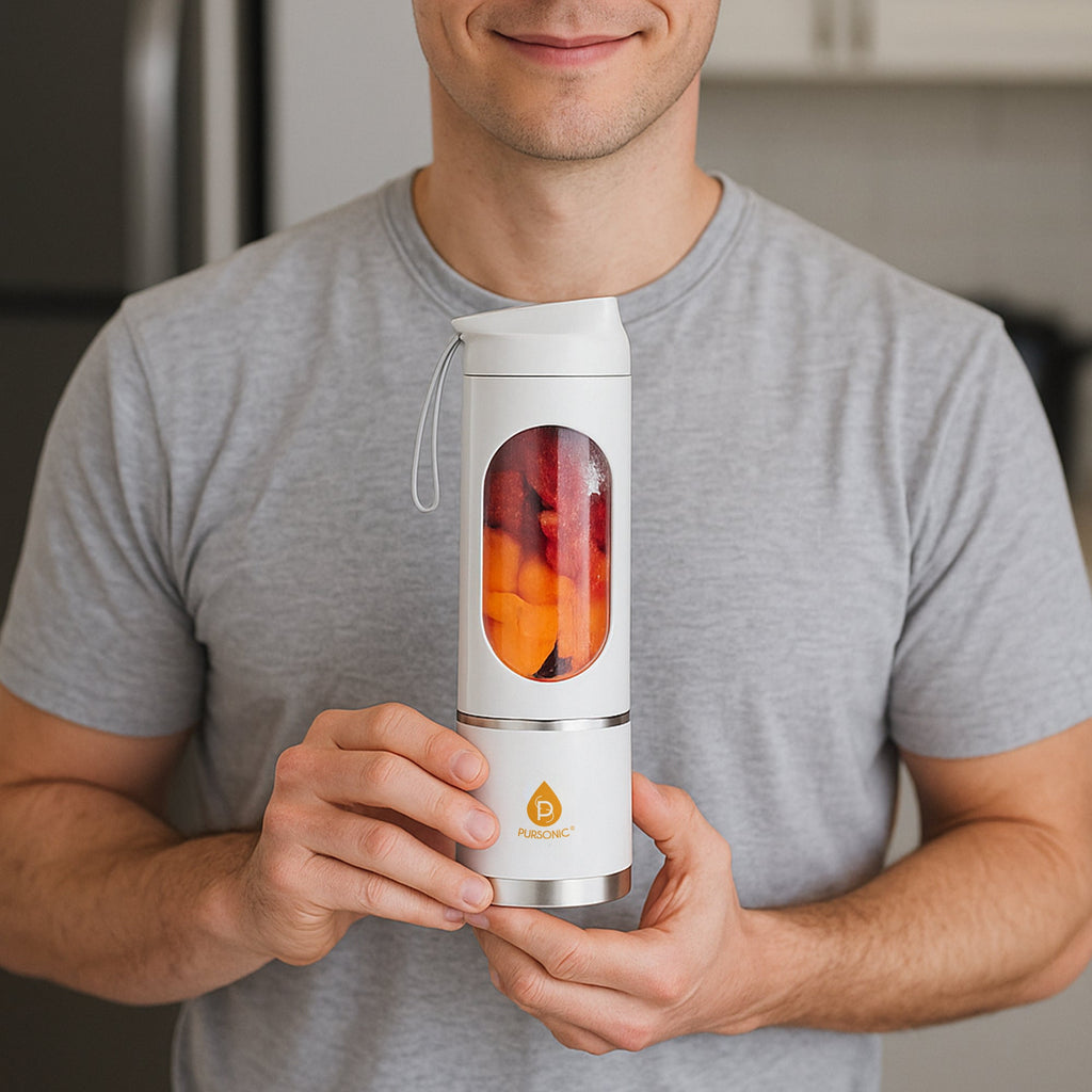 Pursonic Wellness Essentials Bundle: Bathroom Digital Scale + USB Portable Juicer & Blender Cup