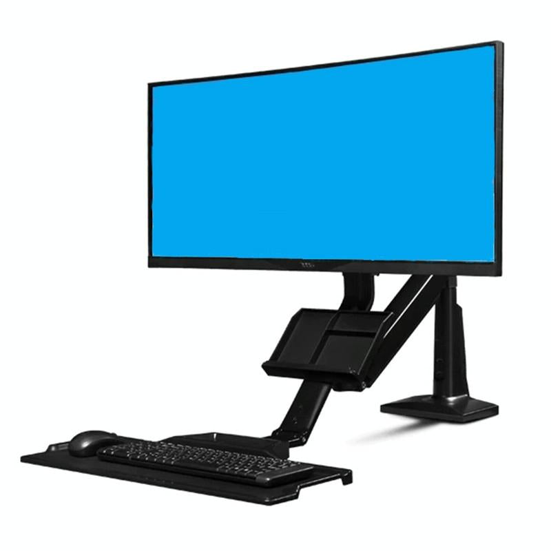 NNEIDS Ergonomic 19-27 Inch Monitor Holder With Foldable Keyboard Tray Full Motion Sit-stand Workstation