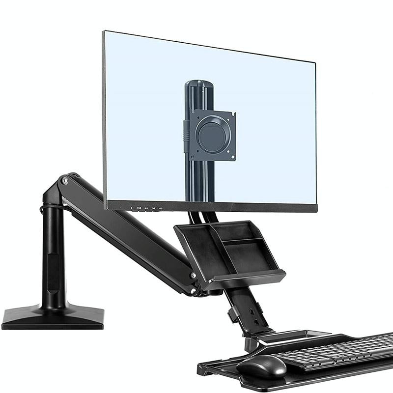 NNEIDS Ergonomic 19-27 Inch Monitor Holder With Foldable Keyboard Tray Full Motion Sit-stand Workstation