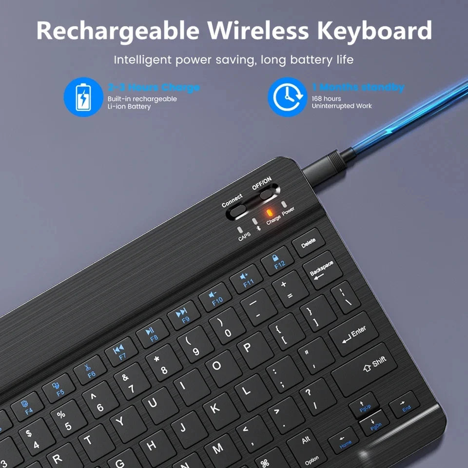 NNEOBA Bluetooth Wireless Keyboard & Mouse Combo for iPad Mac PC