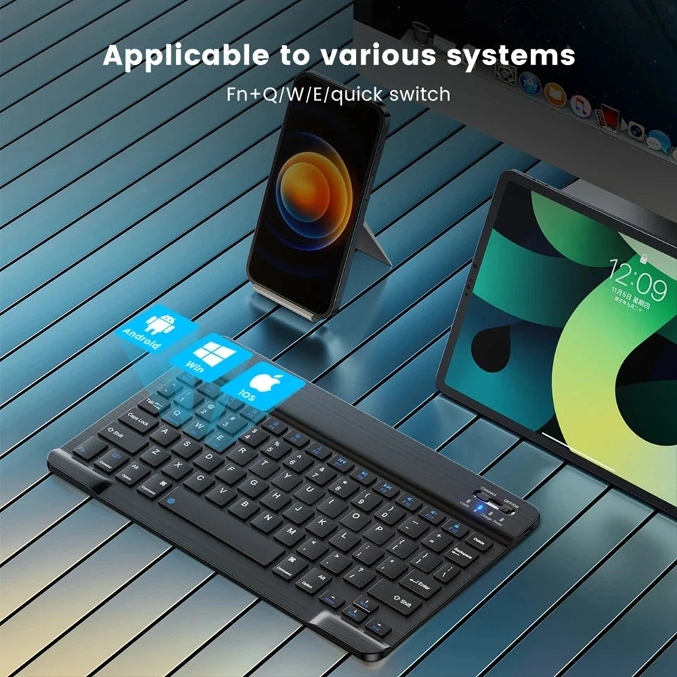 NNEOBA Bluetooth Wireless Keyboard & Mouse Combo for iPad Mac PC