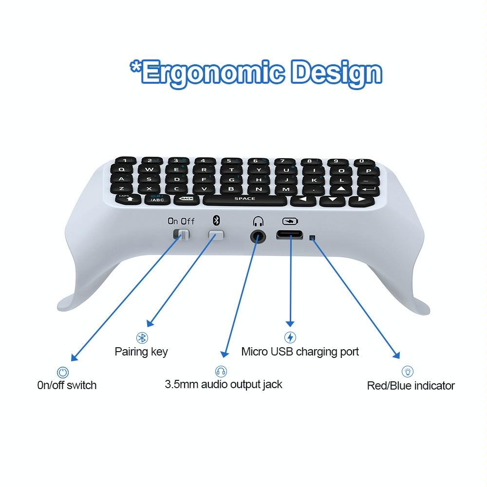 NNEIDS Wireless Bluetooth Keyboard For Ps5 - Chat & Voice Compatible