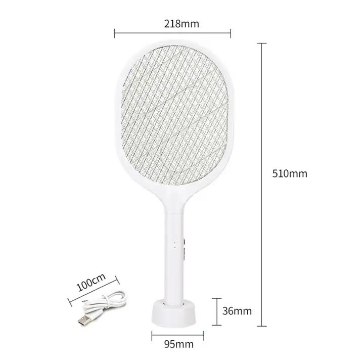 NNEDSZ White Rechargeable Electric Mosquito Racket - 2-in-1 Mosquito Killer with Lithium Battery, Fly Swatter & Mosquito Zapper for Home Use