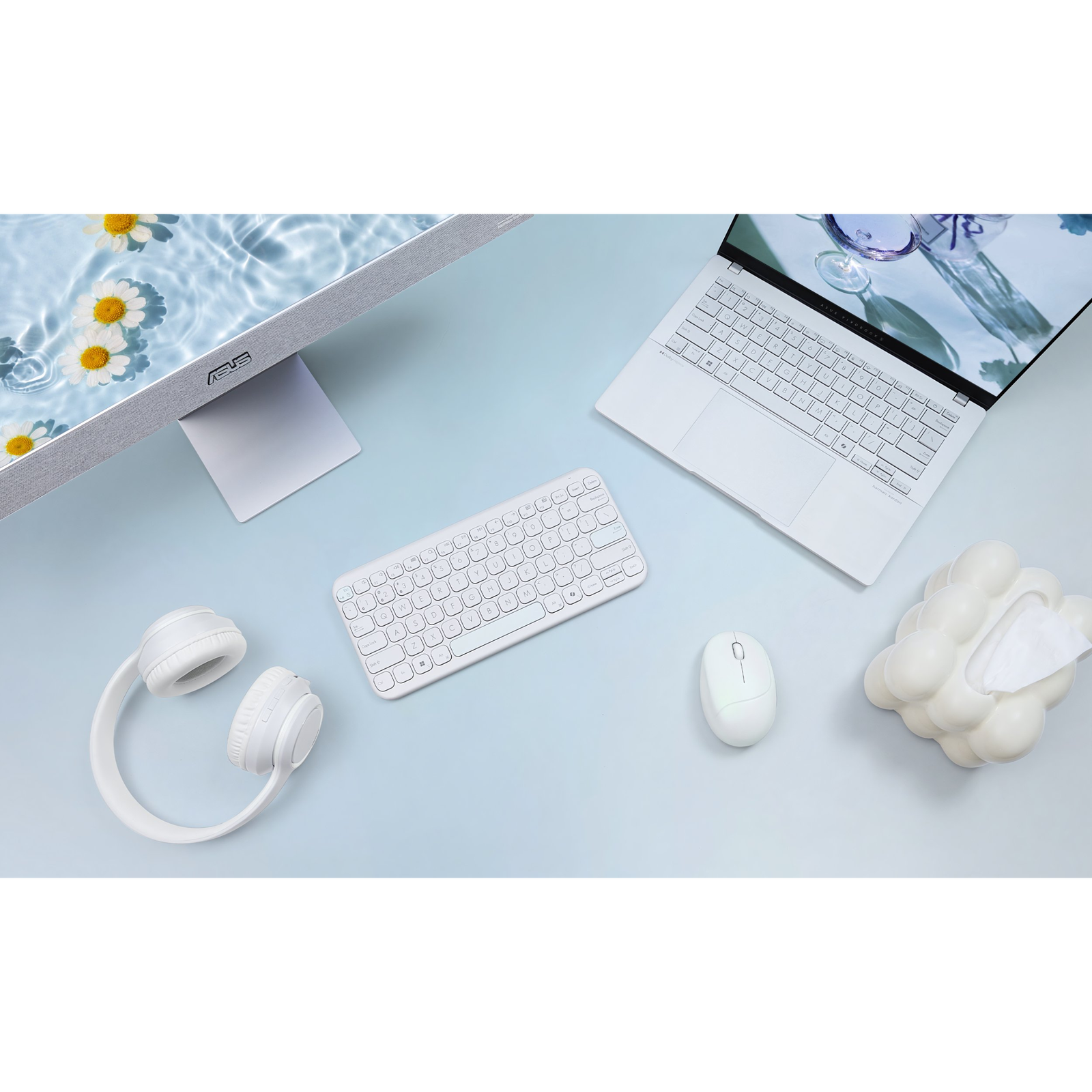 ASUS Marshmallow Keyboard KW100 billentyűzet Otthoni Bluetooth QWERTZ Német Fehér