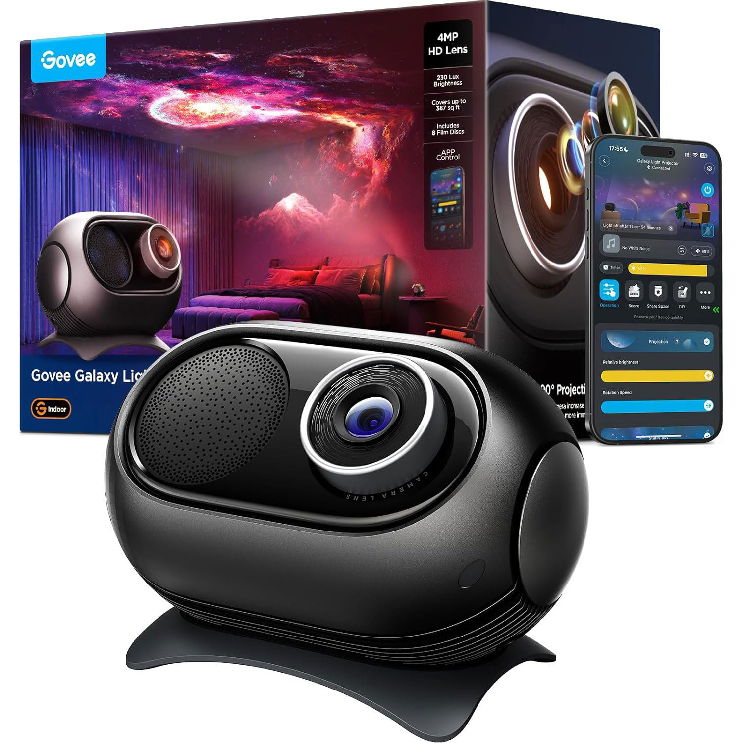 Govee Galaxy Light Projector 2 Pro Matter hangszóróval